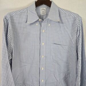 Brooks Brothers White and Blue Check Dress Shirt